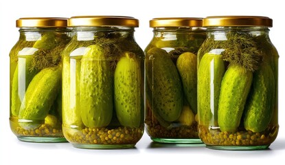 Preserved cucumbers in glass jars