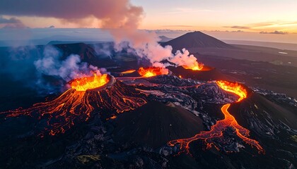 Volcanic landscape at sunrise (1)