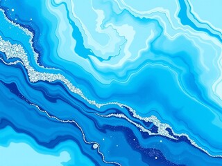 Fototapeta premium Captivating fluid art with glitter and shades of blue background