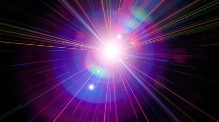 Obraz premium Dynamic burst of vibrant light streaks and lens flares emanating from a bright center