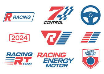 Streetwear clothing brand logo ideas for auto racing printset designs with vector typography suitable for y2k style t-shirts and decal artwork