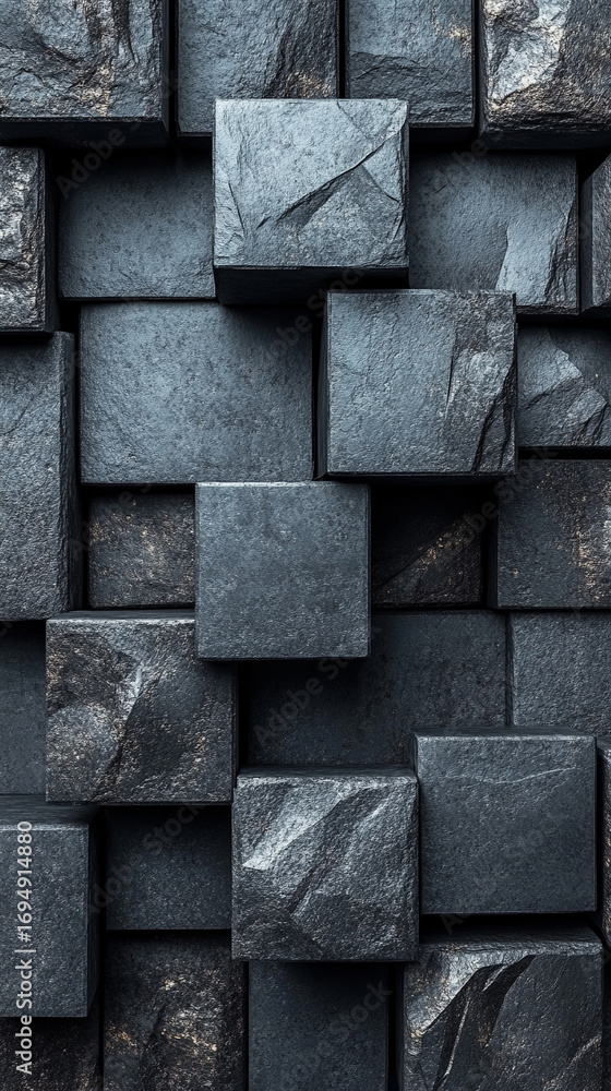Aufkleber abstract 3d background of gray stone cubes arranged in geometric pattern with depth and texture crea