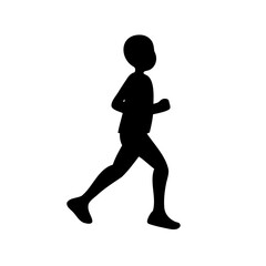 Obraz premium Silhouette of a young boy running in a black and white image