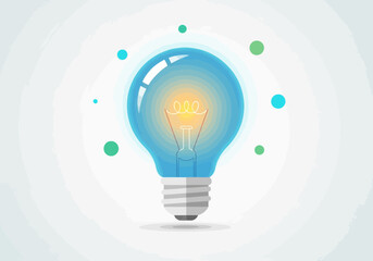 Vector art of a glowing blue light bulb with a bright yellow filament, symbolizing an idea or innovation