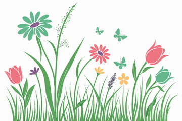 spring flowers and grass