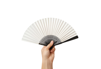 Open hand fan isolated for cooling, decoration, fashion, and cultural use.