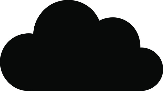 Simple black cloud silhouette against a bright white background
