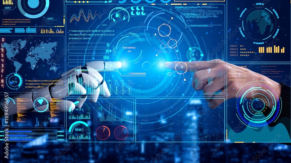 Aufkleber ai artificial intelligence drives data analytics with predictive models, smart dashboards, and virtu