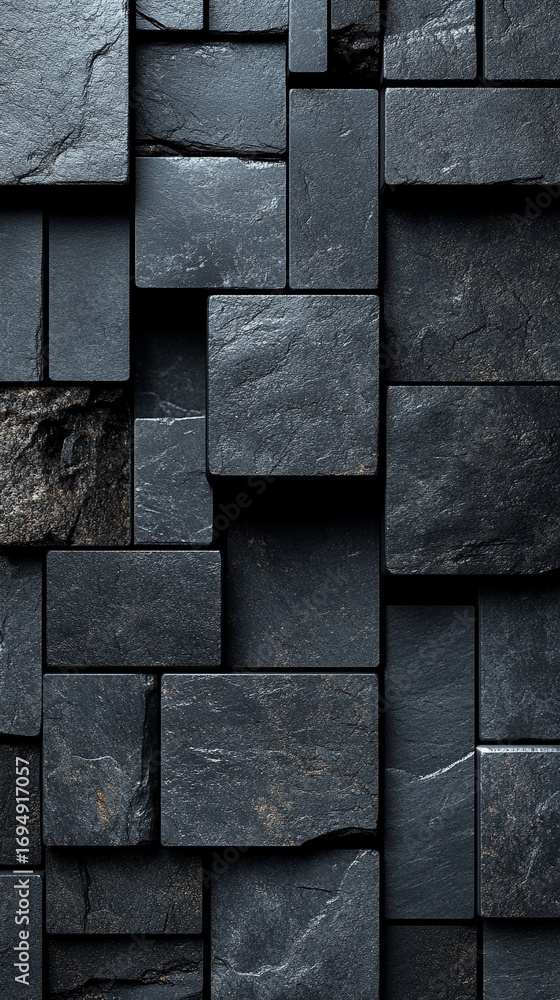 Poster abstract 3d background of gray stone cubes arranged in geometric pattern with depth and texture crea
