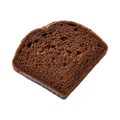 Slice of Dark Rye Bread with Crusty Exterior and Dense Interior