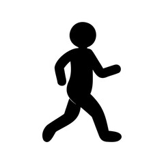 Black silhouette icon of a running man on a white background