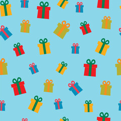 seamless pattern with gift boxes of different sizes with big bows