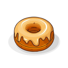 Donut, flat 2D isometric cartoon vector image isolated on white background.