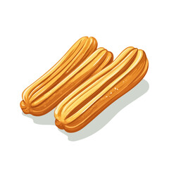 Churros, flat 2D isometric cartoon vector image isolated on white background.
