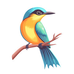 Motmot, 2D isometric flat cartoon vector illustration isolated on white background.