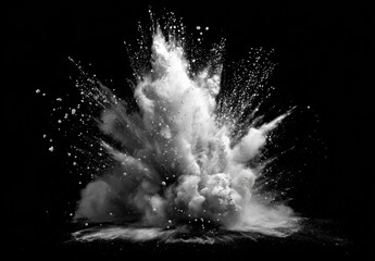 Powerful explosion of white powder on black background
