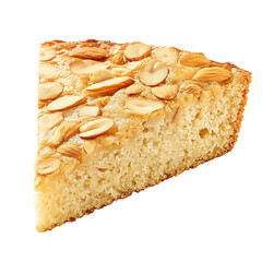 Slice of Almond Cake with Golden Crust and Topped with Sliced Almonds