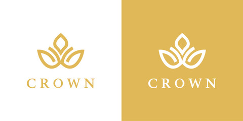 Elegant Crown Logo with Royal Symbol in Luxury Gold Vector Design