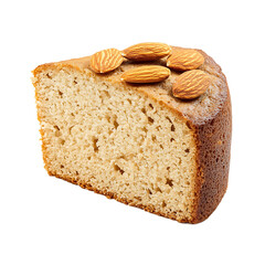 Slice of Almond Cake with Whole Almonds on Top