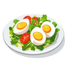 Egg Salad, cartoon vector illustration, flat 2D isometric style, white background.