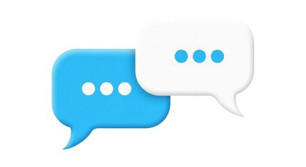 Naklejka premium Overlapping Blue and White Speech Bubbles Representing Digital Conversation, Messaging, and Online Communication