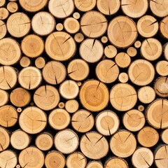 Stacked wood logs close up