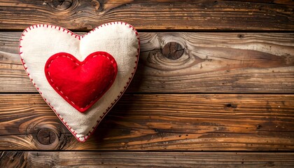 Heart on rustic wood