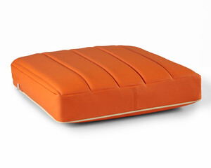 Orange leather car seat upholstery isolated on white background