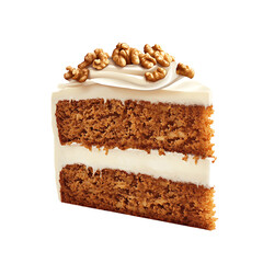 Layered Carrot Cake Slice with Cream Cheese Frosting and Walnuts