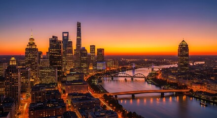 Philadelphia Skyline Sunset.