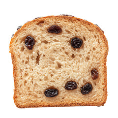 Slice of Raisin Bread with Visible Texture and Golden Crust