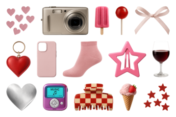 PNG Colorful collection of playful objects, element set on transparent background