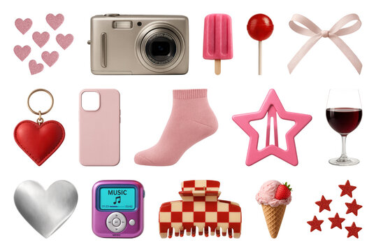 PNG Colorful collection of playful objects, element set on transparent background