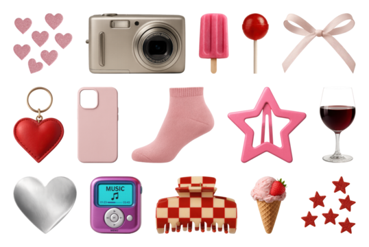 PNG Colorful collection of playful objects, element set on transparent background
