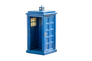 Blue police box isolated on white background