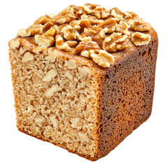 Walnut Cake with Crumbly Texture and Topped with Chopped Nuts