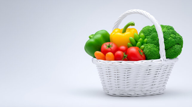 Fresh vegetables in white basket celebrate world nutrition day with vibrant colors and healthy food choices promoting wellness and vitality