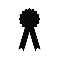 Silhouette of a classic award ribbon with starburst detail and streamer tails