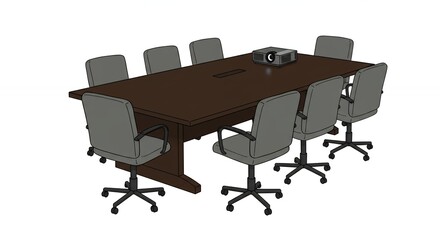 Meeting room interior with table and chairs for presentations