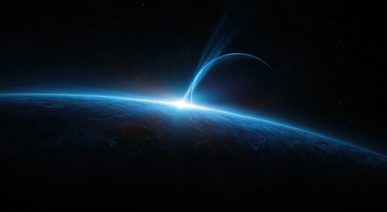 Obraz premium Cosmic sunrise over a planet