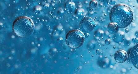 Abstract image of many translucent blue spheres