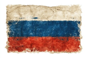 Aged Russian flag on textured paper