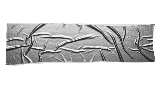 Duct Tape Texture Silver Adhesive Strip Masking Repair Patch Wrinkled Surface Fix Grey on transparent background