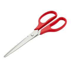 Sharp Red Scissors Close up Isolated Metal Blades Cutting Tool for Craft Project Paper Cutting on transparent background