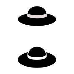 set of hats. black wide brim hats icon