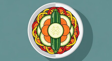 Colorful Veggie Bowl with Flatlay Design.