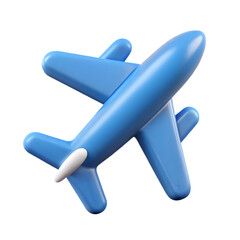 3D Render: Sleek Blue Airplane Icon - Perfect for Travel, Aviation, and App Design