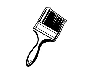 3d paint brush icon black and white image on with paint on white background