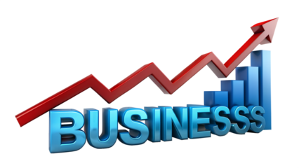 A dynamic 3d illustration depicting a business graph with an upward trajectory, isolated on transparent background, representing financial growth and market success