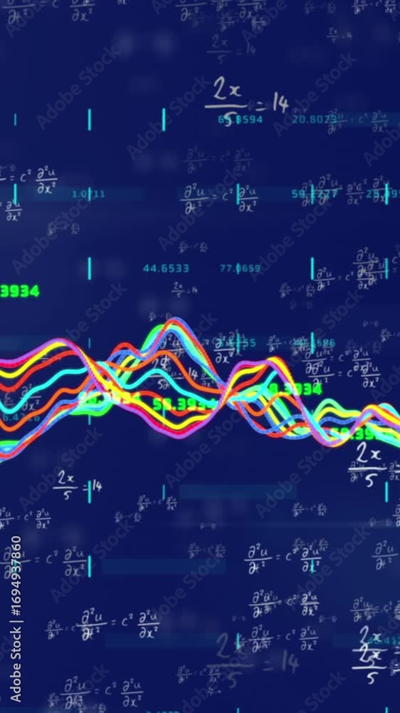 Poster a graph with blue blocks and changing numbers on a black background